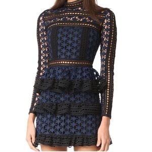 Navy self portrait dress long sleeve